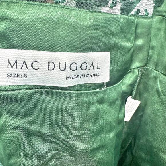 Mac Duggal Embellished Velvet Hem Midi Dress Emerald Size 6 NWT - Picture 9 of 12